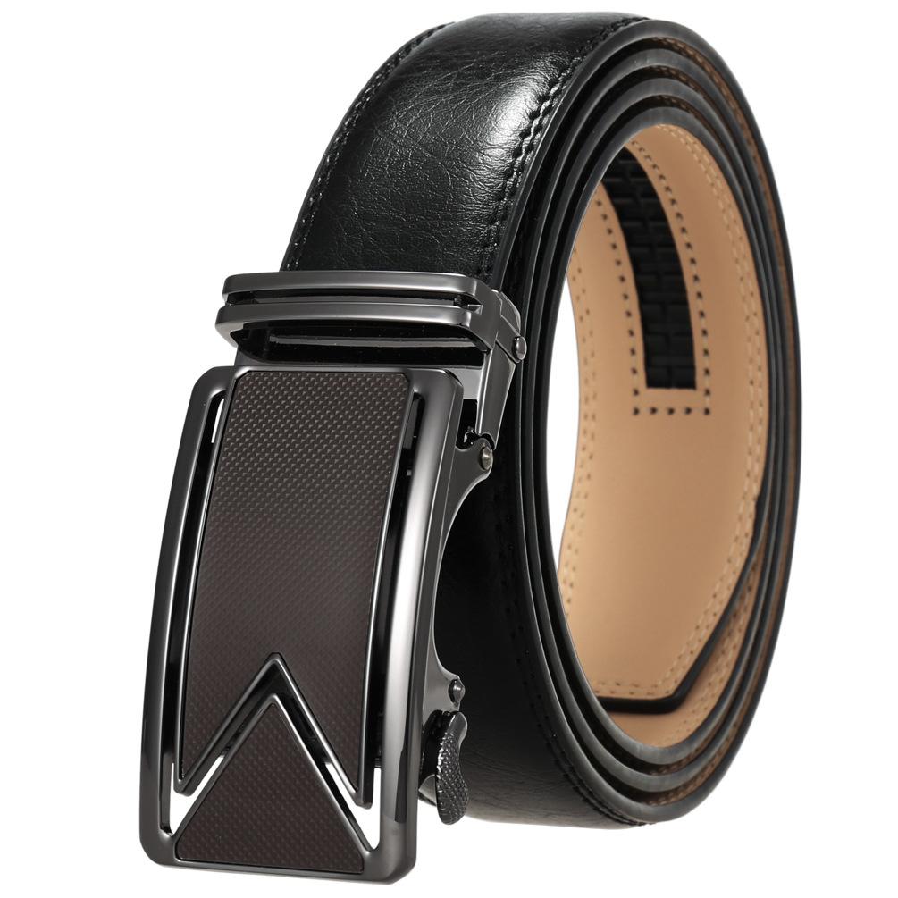 Men'S Belt Two-Layer Cowhide Automatic Buckle Belt, Business Belt Ly180-242-1
