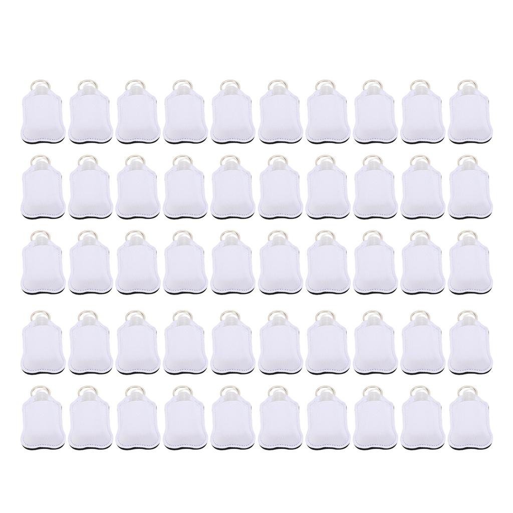 50pcs Empty Travel Bottles Keychain Holders Set Portable Travel Bottle Kit 30ml Reusable Bottle with Keychain Hook White
