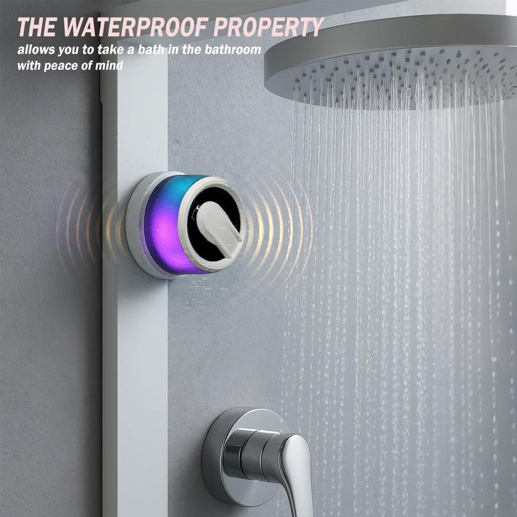 agnetic Bluetooth Speaker with LED Light & Phone Holder, Mini Portable Stereo Speaker with Built-in Mic, TWS Pairing, for iPhone,Shower,Camping,