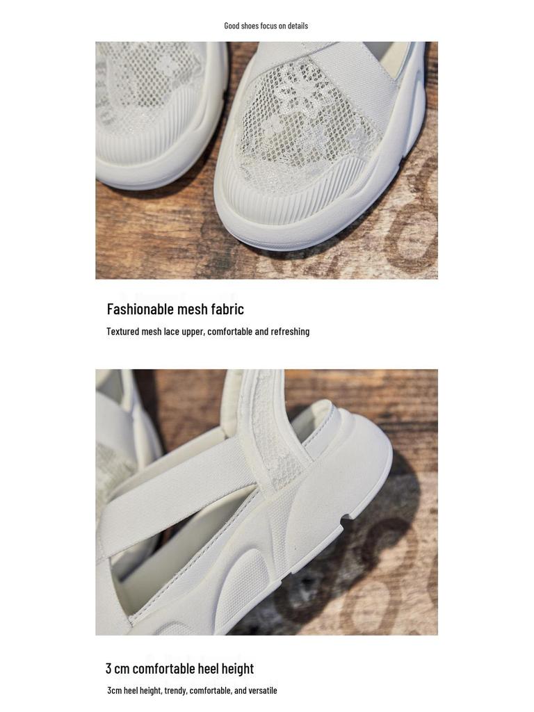 Summer 2025 Women's White Thick-Soled Espadrille Sandals - Breathable, Hollowed-Out Flats