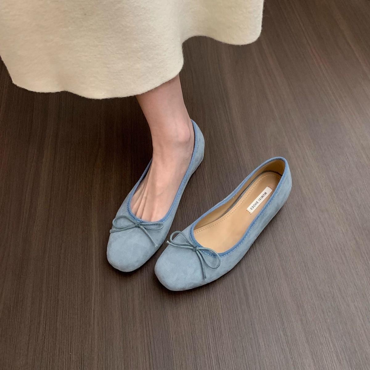 

Sheepskin version~ French inner height increase ballet single shoes women s shoes 2025 new bow evening beanie shoes 35 жёлтый