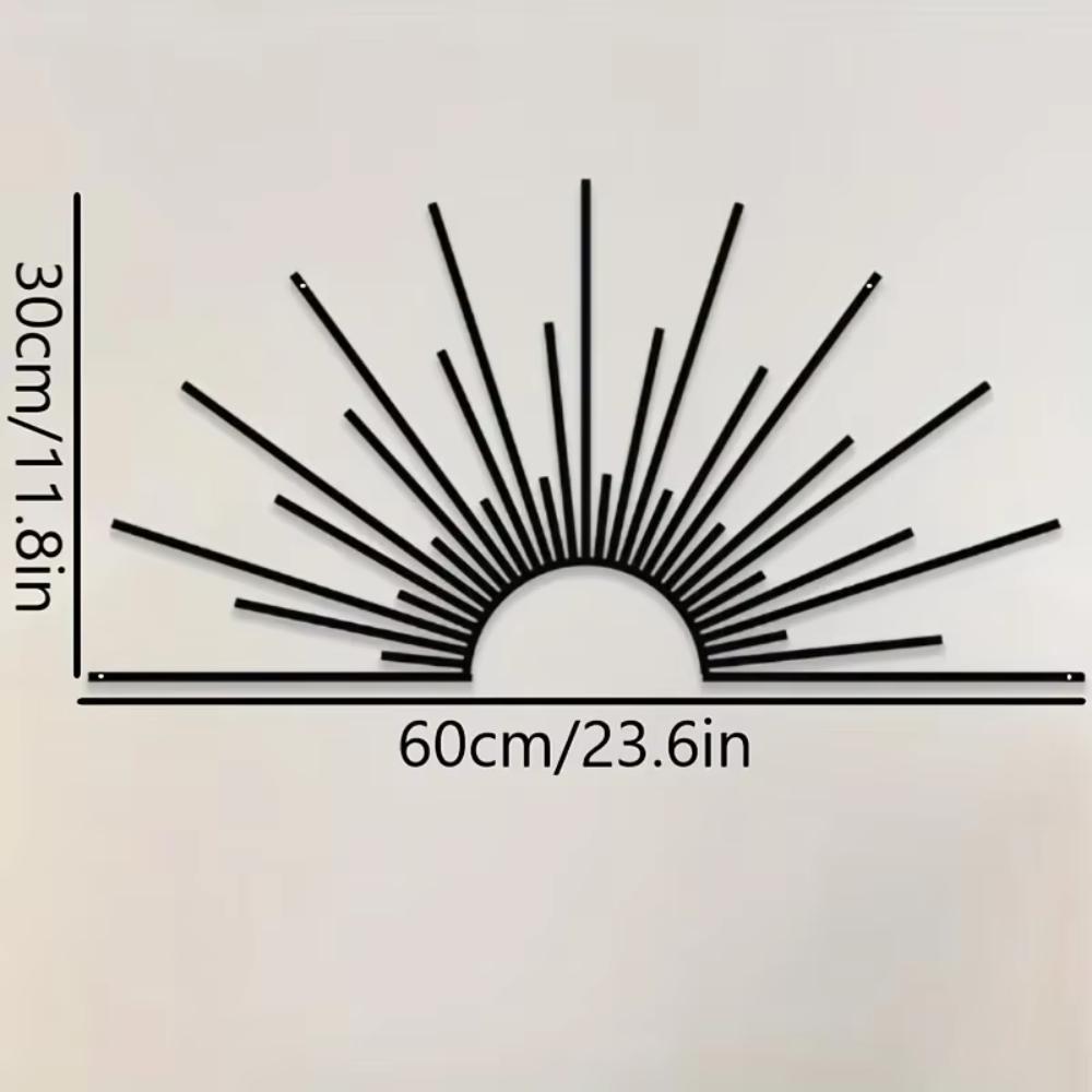 Modern Lines Sun Metal Wall Decoration 60x30cm Minimalist Sunrise Art Living Room Home Decor