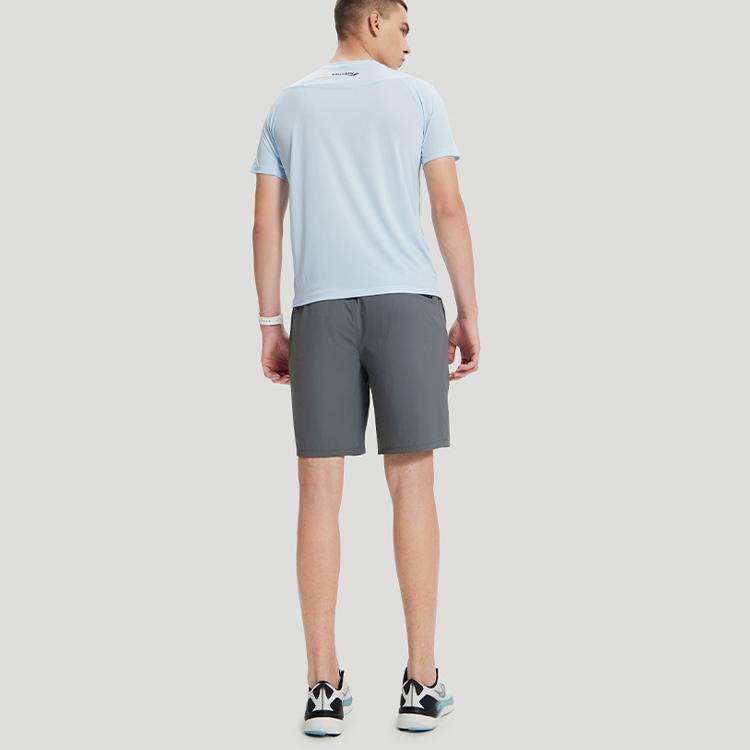 Saucony Solid Color Mid-Rise Straight Leg Breathable Sports Shorts Men shorts Medium-Gray SC2239036-1