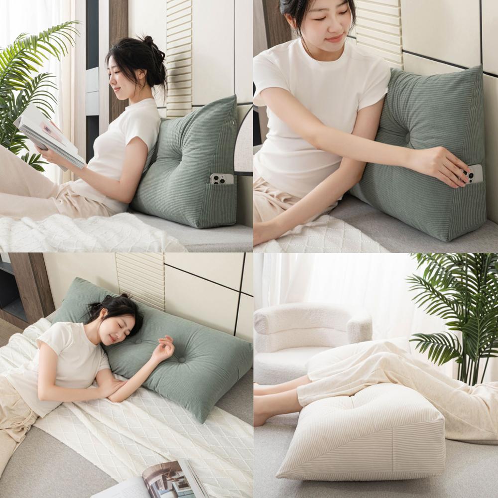 European Headboard Pillow Triangular Wedge Headboard Cushion Thickened Bed Headrest Pillow Removable Reading Backrest