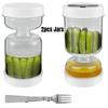 Pickle Container Wet and Dry Separation Food Storage Containers Upside Down Olive Jar with Fork Leakproof Airtight Containers