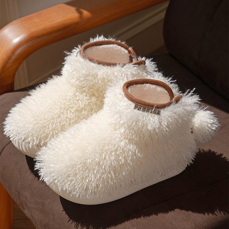 Cotton shoes winter velvet thickened warm home high-top boots cotton mop bag heel indoor and outdoor wear fluffy shoes princess shoes