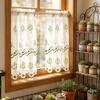 French Vintage Embroidered Short Curtain Dust-Proof Platycodon Flower Semi-Blackout Curtain Double Layer Window Drapes