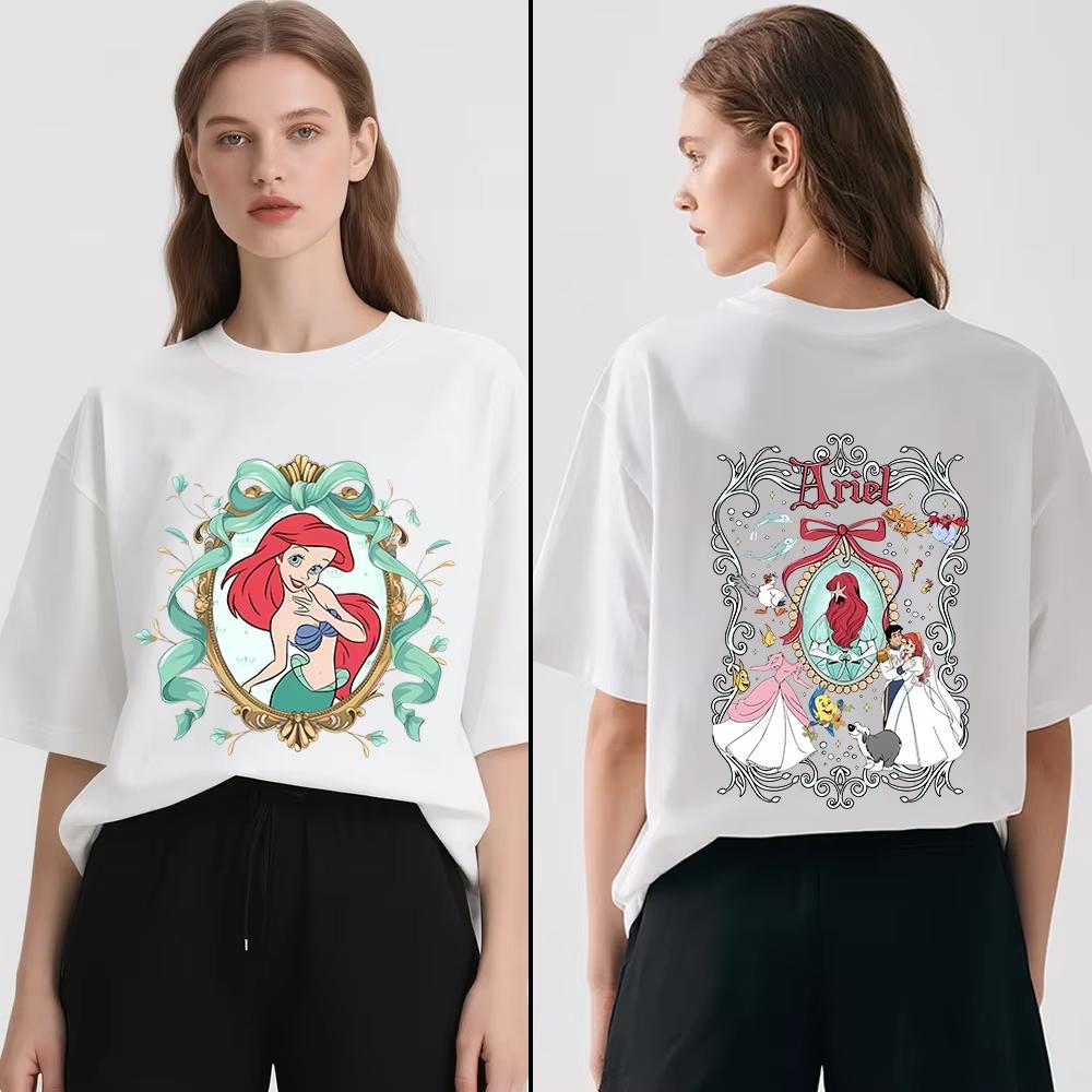 Little Mermaid Ariel Print Women Tshirt Cotton Comfortable Travel Holiday Tee Casual Streetwear Soft Summer Top