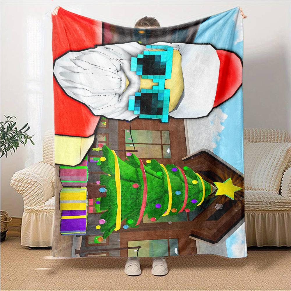 1Pc Roblox Winter Wonderland Blanket Soft Throw Blanket For Home Bedroom Bed Sofa Travel Office Solid Christmas Blanket