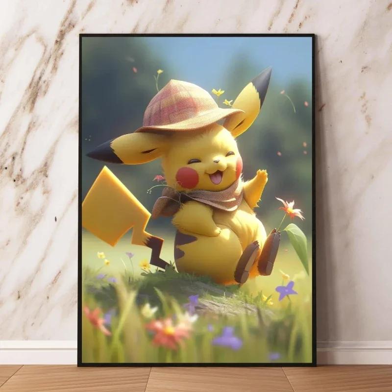 Pikachu Canvas Prints Cute Anime Poster Decor Paintings Modern Living Room Cartoon Character Picture Wall Decor Gifts