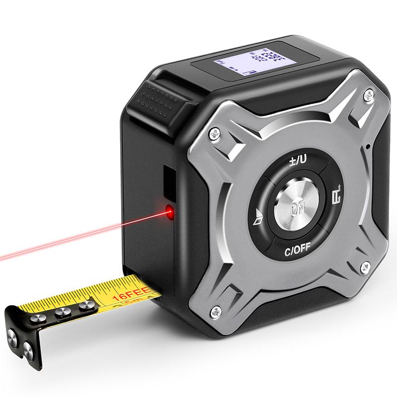Smart Laser Distance Tape Measure 40M Laser Range 5M Steel Tape Front Back Reference Switch Unit Conversion LCD Display