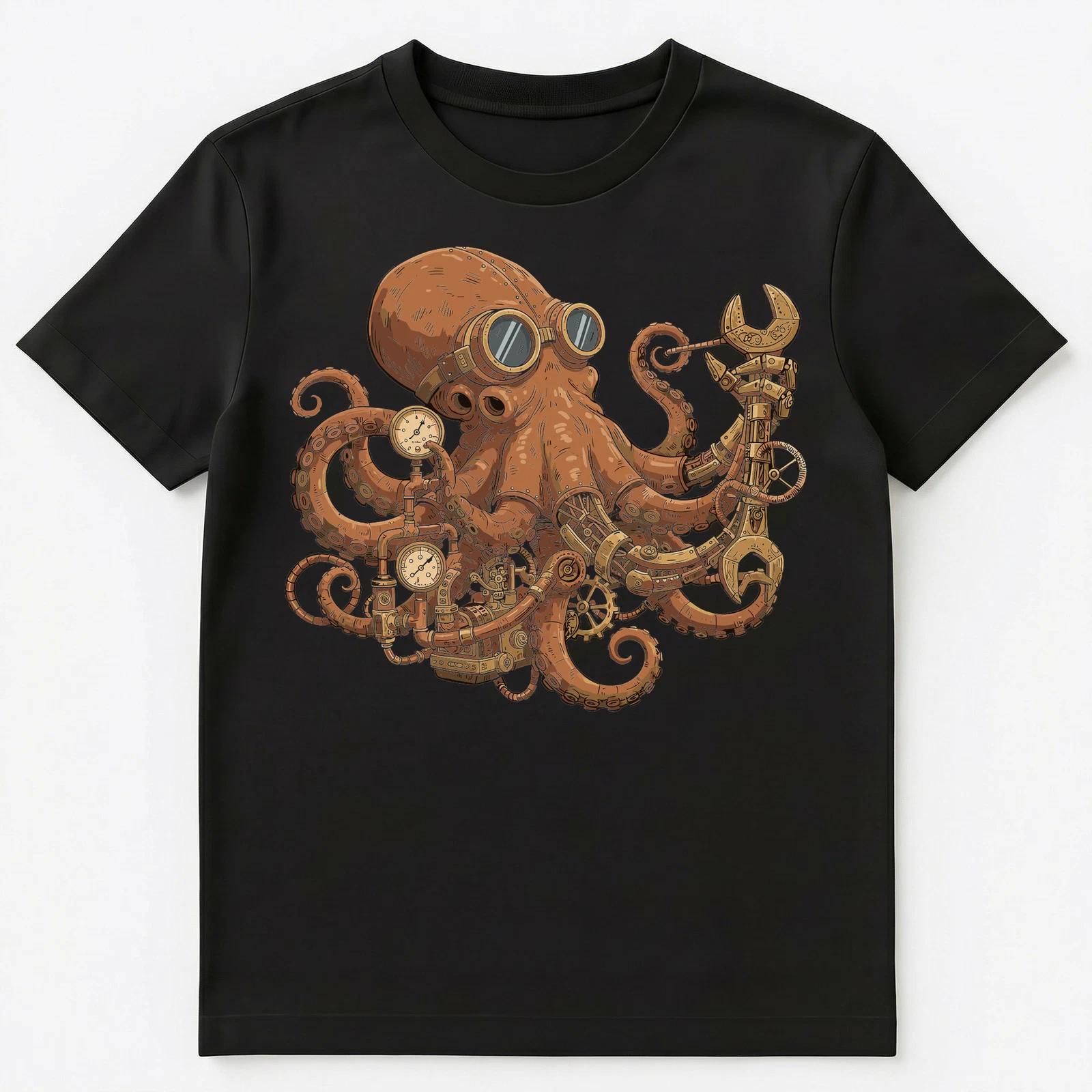 Steampunk Enthusiast Mechanical Octopus Art Unisex T-Shirt S