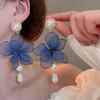 Sweet Mesh Flower Dangle Earrings Exaggerated Petals Stud Earrings Exquisite Beach Earrings  Gifts