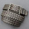 Heavy-duty Punk Car Eye Hollow Rivet Men's Cowhide Belt Women's Three-pin Buckle Japanese American Motorcycle Belt