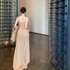 Neck Waist Dress Temperament Socialite Dress Skirt Seaside Vacation Halter Long Skirt