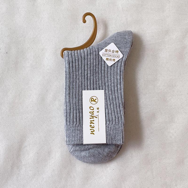 5Pairs Cotton Snow Socks Autumn Winter Middle Tube Thick Vertical Straight Board Plush Warmth Floor Sock