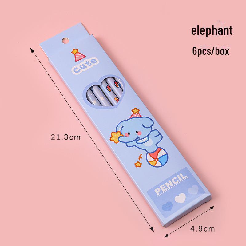 Boîte à crayons pour étudiants de dessin animé: 6 crayons d'examen HB pour l'apprentissage des enfants