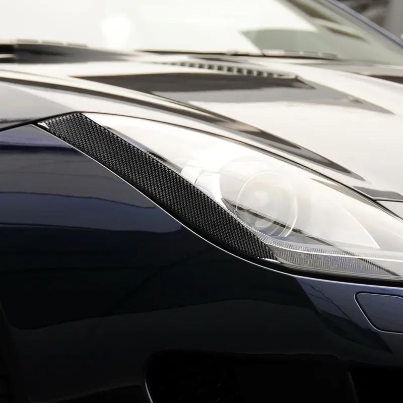 For Jaguar F-TYPE 2013-2024 Carbon Fiber Headlight Header Lamp Brow Car Accessories Exterior Decorative Cover Sticker Auto Trim