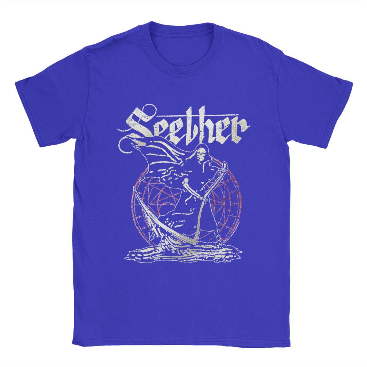 

Мужские футболки Seether, 100% хлопок, одежда для отдыха, короткий рукав, круглый воротник, футболка с принтом S синий