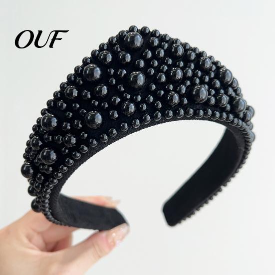 Soft Fabric Hair Accessories Faux Pearl and Diamond Headband for Women, Fashion Crown Style Headband, Elegant Cute Bands Parties with Comfortable Fit