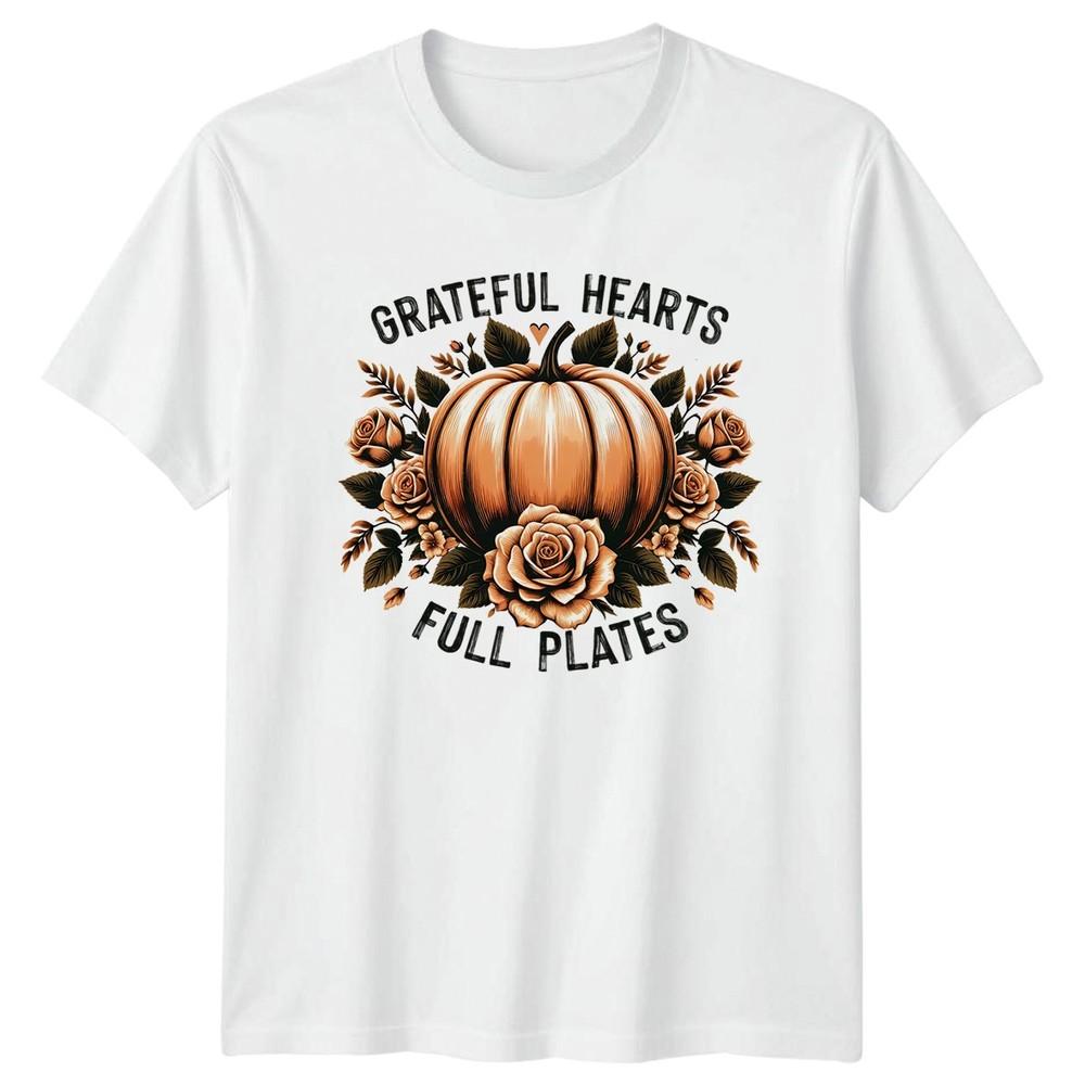 Grateful Hearts Full Plates Unisexs TShirt Gratitude Thanksgiving Gift For Her S