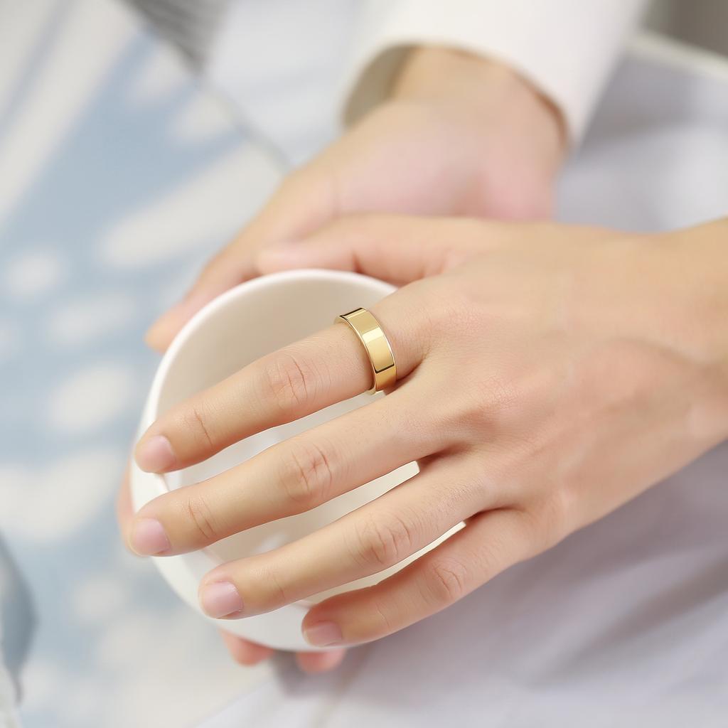 Basic 2/4/6 MM Wide Wedding Couple Ring for Women Men, PVD Gold Color Geometric Engagement Rings Finger Bands Jewelry