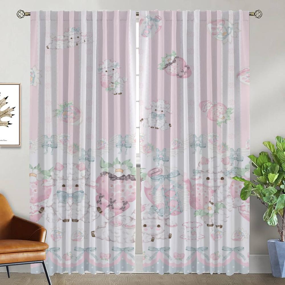 Cuddly Teddy Bear Anti-mosquito Curtains for Living Room Window Curtain Halloween Decoration Shades Kitchen Curtains 2 Pieces