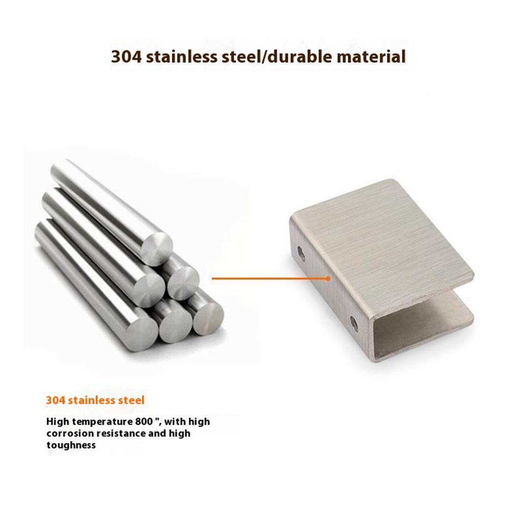 2Pcs 304 Stainless Steel Glass Clamp for 6-8mm Thickness Glass Shelf Bracket Semi-Circular Clamp