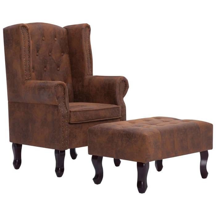 VidaXL Fauteuil Chesterfield et Repose-Pieds Chaise de Salon Pouf Siège de Salon avec Tabouret Maison Intérieur Salle de 281277