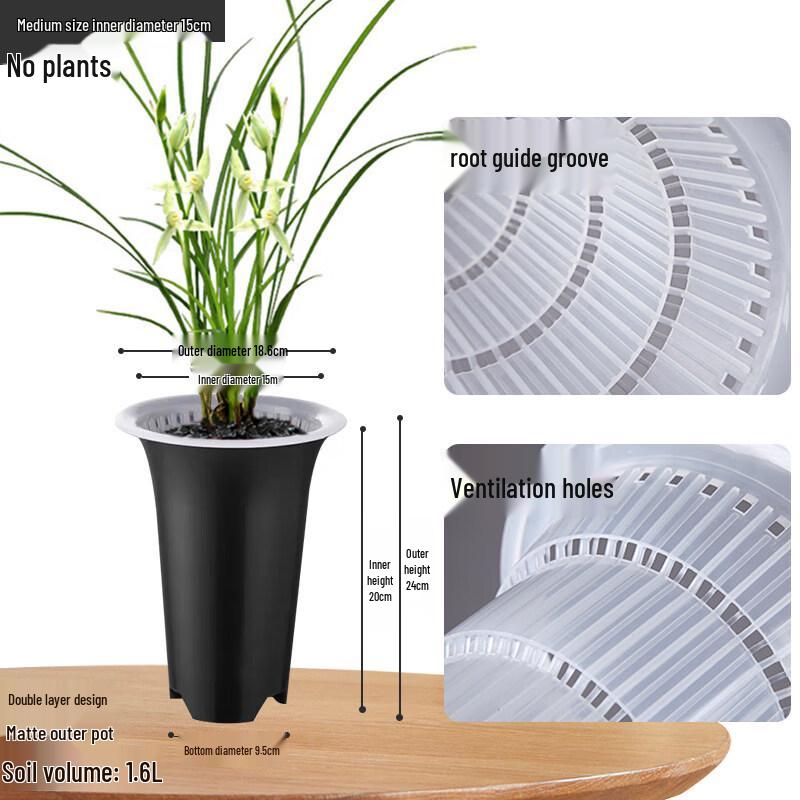 Двухслойный смоляной цветочный горшок с поддоном