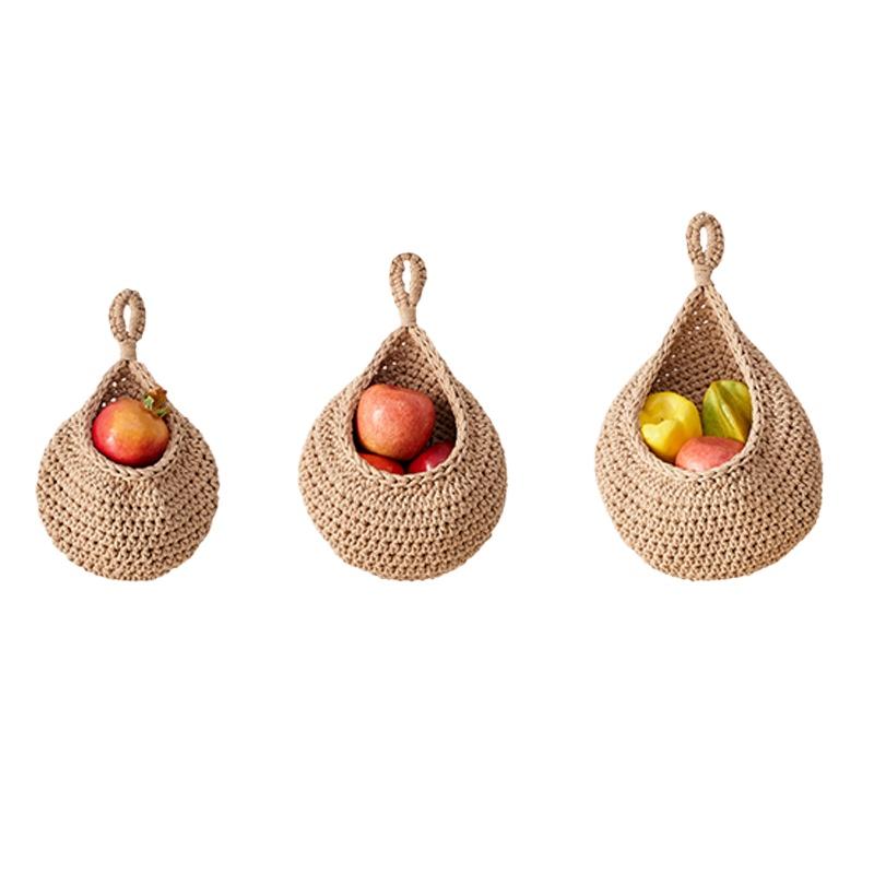 Handmade Macrame Hanging Fruit Basket Wall Decor Creative Nest Net Storage Bag Kitchen Organizer