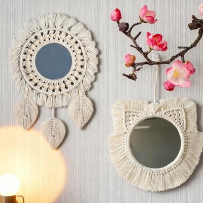 Miroir Tissé à la Main Fil de Coton Pur Antistatique Antiallergique pour Décoration Intérieure Cadeau d'Emménagement Se Toiletter