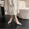2025 Hot Sale New Fashion 8cm High Heel White Wedding Shoes Banquet Women Pumps Thin-heel Pointe Pumps Luxury Shoes