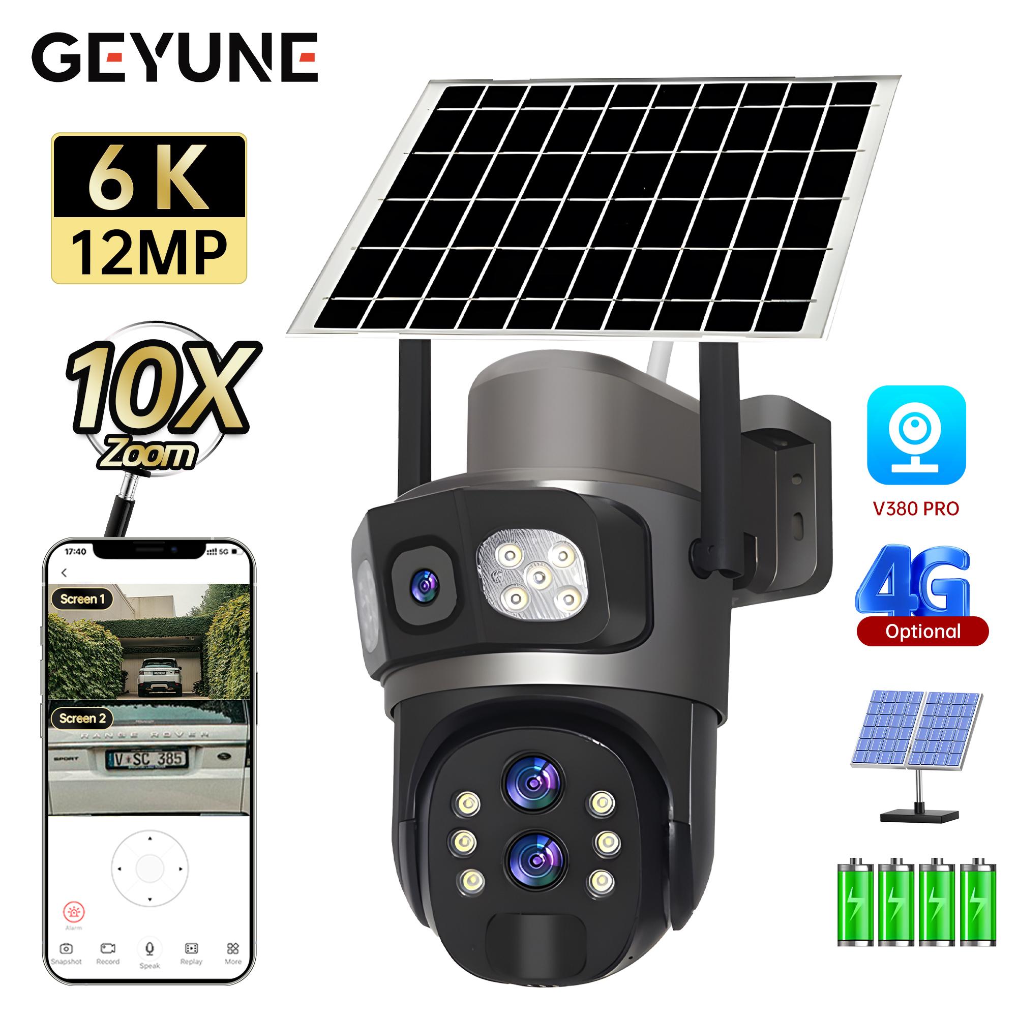 

10X Zoom 4G Sim Outdoor 6K 12MP Three Lens Security Surveillance Camera 360 Human Auto Tracking Solar CCTV V380 Pro CHINA верблюд