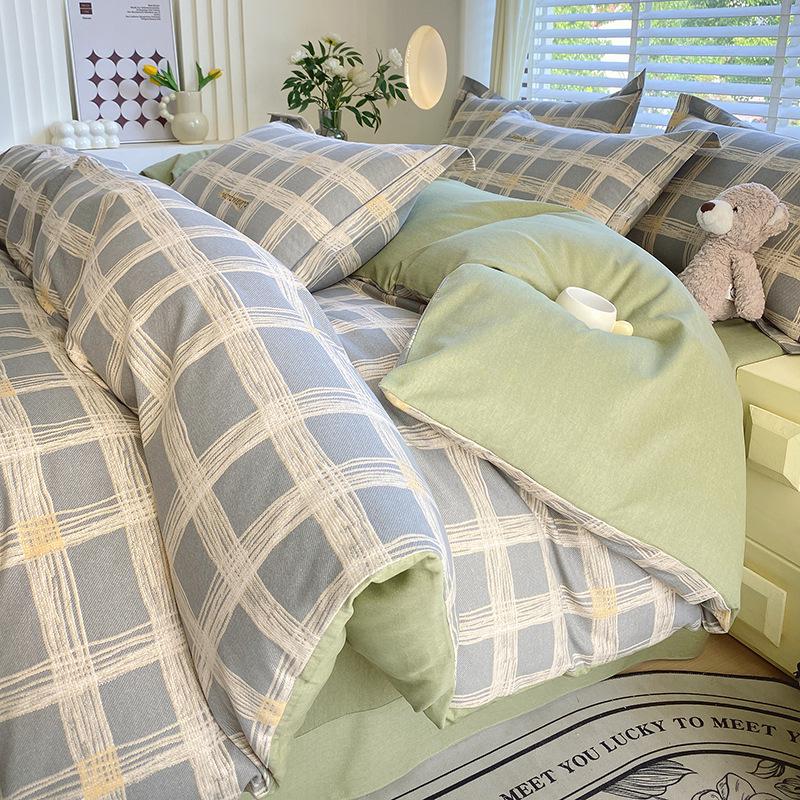 Cotton Brushed Twin Duvet Cover & Pillowcase Set for Dorms Pillowcase/Single