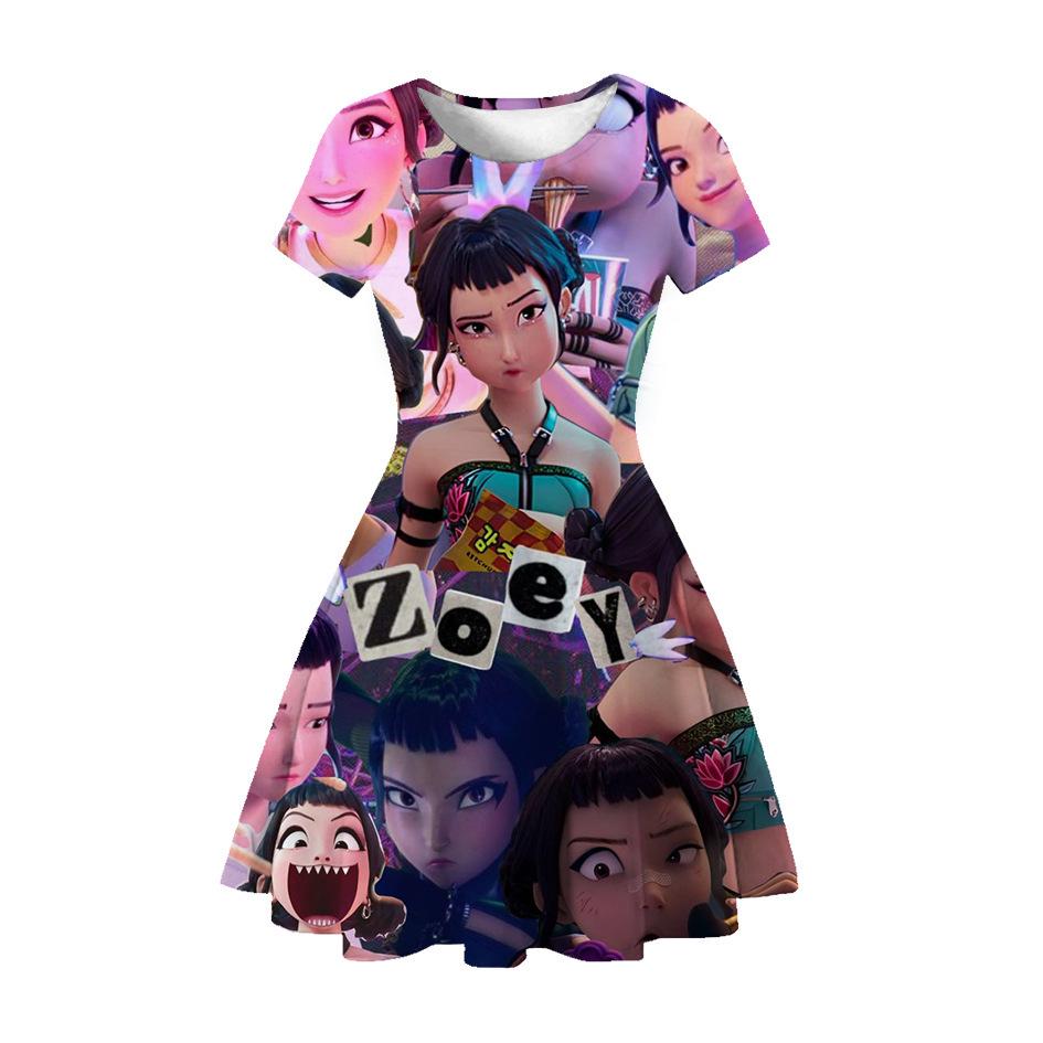 3D Printed K-POP Demon Hunter Princess Party Dress for Girls