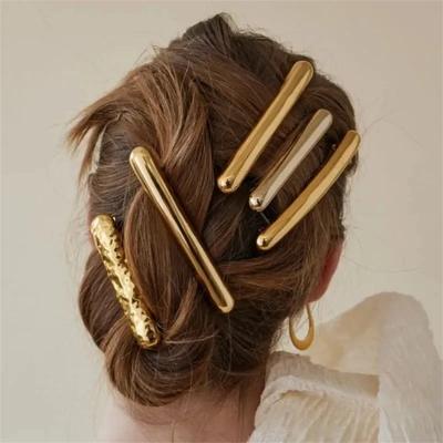 Neue, stylische koreanische Haarspange aus glattem Metall für dickes, langes Haar, Federclip, Kuppel-Pferdeschwanz-Haarband, Haargummi-Fixierer, Haaraccessoires für Damen