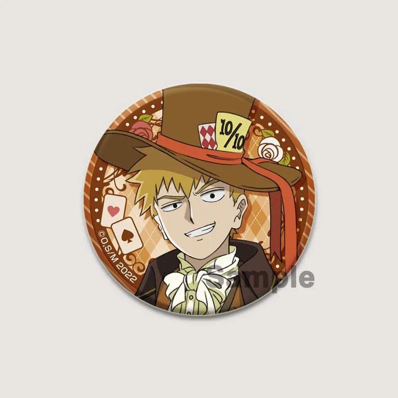 32/44/58mm Japanese Anime Mob Psycho 100 Badges On Backpack Accessories Lapel Pins Cartoon Brooches for Clothes Bag Decor Fans Gifts