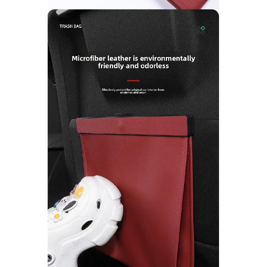 Car Leather Garbage Bags, Rear Seat Backrest Hanging Magnetic Absorption for Car Interior Cleaning Supplies