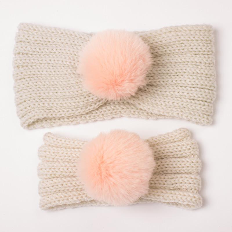 New parent-child autumn and winter warm headscarf set, mother and baby knitted wool headband, girls' headband