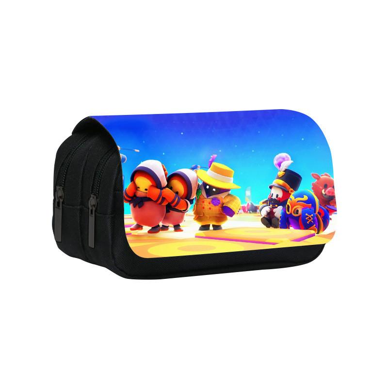 Fall Guys Pencil Case Double Layer Cartoon Stationery Bag For Students And Kids