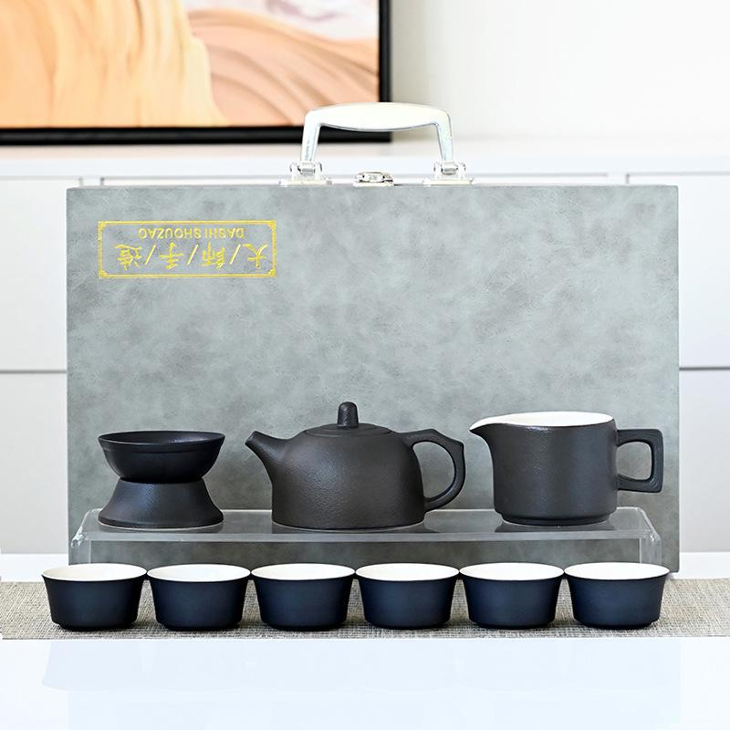 

Луч чайник грубая керамика набор для чая Кунг-фу бытовой высококлассный набор из черной керамики подарочная коробка