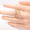 2 Pcs Retro Elegant Pink Zircon Ring Set for Women Engagement Proposal Jewelry