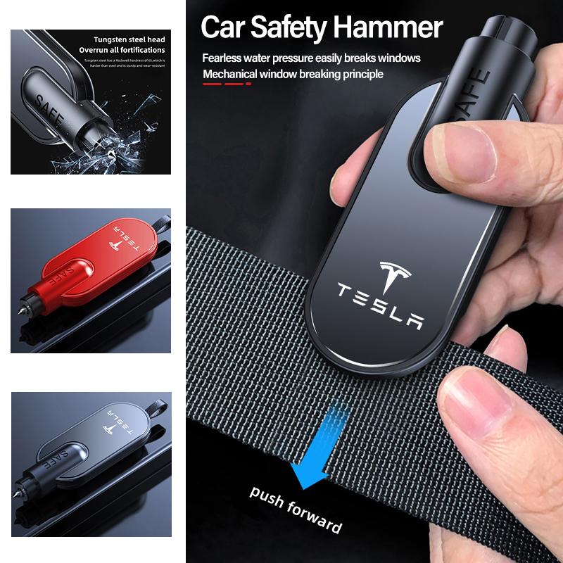 NLVAC1 Car Safety Hammer Auto Emergency Glass Window Breaker Seat Belt Cutter Escape Tool For Tesla Model 3 Y S X Cybertruck Highland