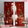 2pcs,2D Plane Printing Curtains Digital Printed Snowman Cartoon Snowflake Gift Versatile Polyester Fabric (without Rod)