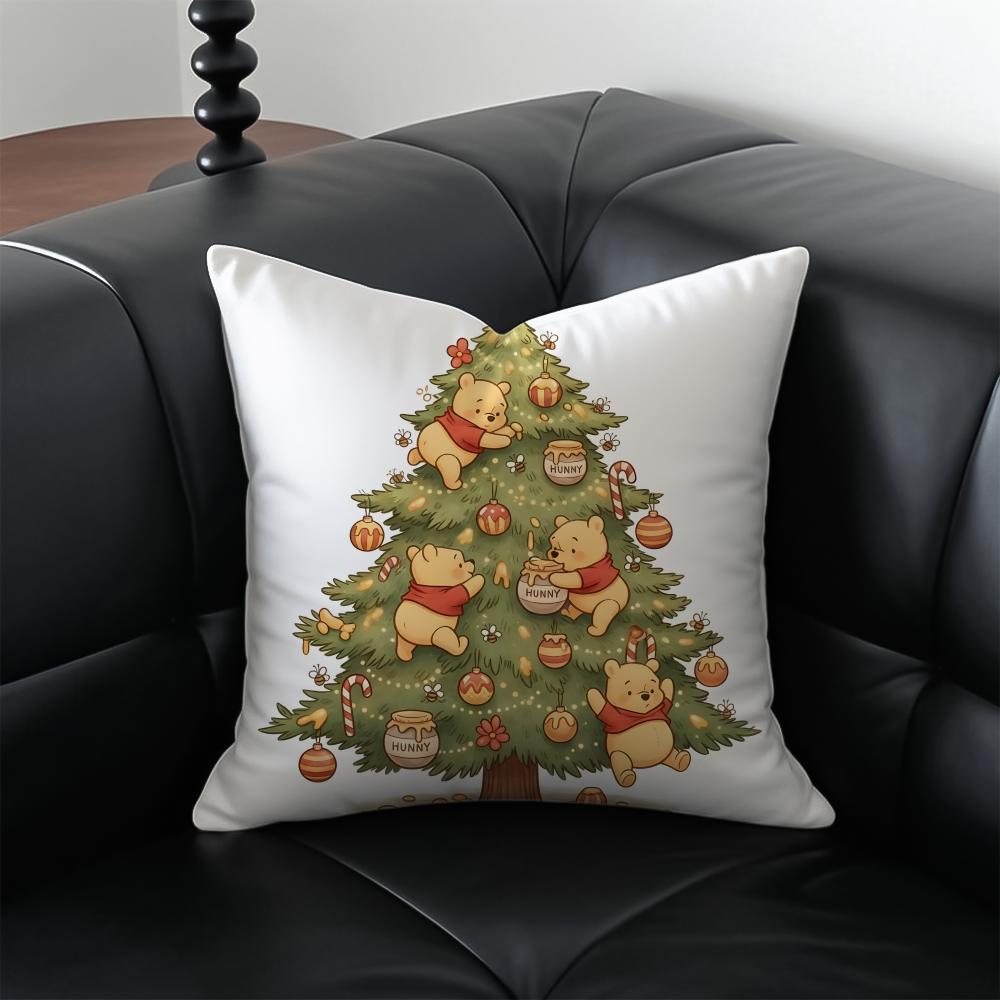 CChristmas Tree Cushion Cover Pillow Case Antidustmite Invisible Zipper Silky Plush Cushion