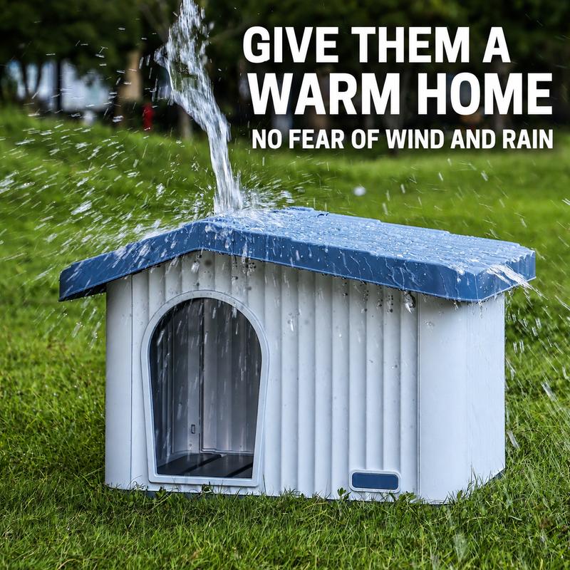 Outdoor Cat House for Stray Cats, All Season Waterproof Enclosed Pet Shelter, Warm Winter Cold Proof Cat Bed for Outdoor Use