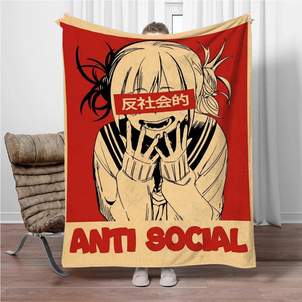 Vintage M-My-Hero-Academia 3D Printed Flannel Blanket Living Room Sofa Bed Camping Picnic Warm Blanket Holiday Gifts