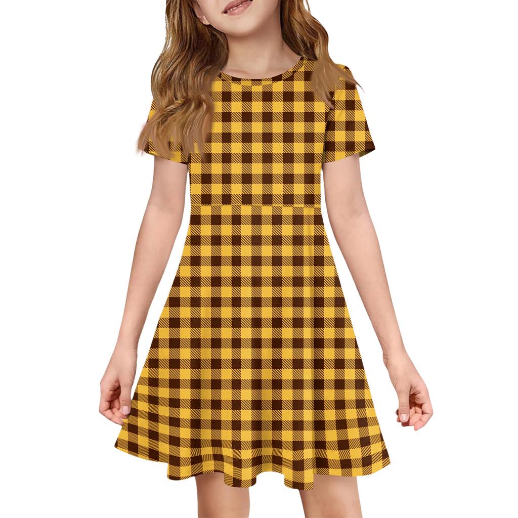 Mädchen Sommerkleid Farbe & Muster Kurzarmkleid Mit Tasche Freizeitkleid Kurze Ärmel Partykleid Ostertag