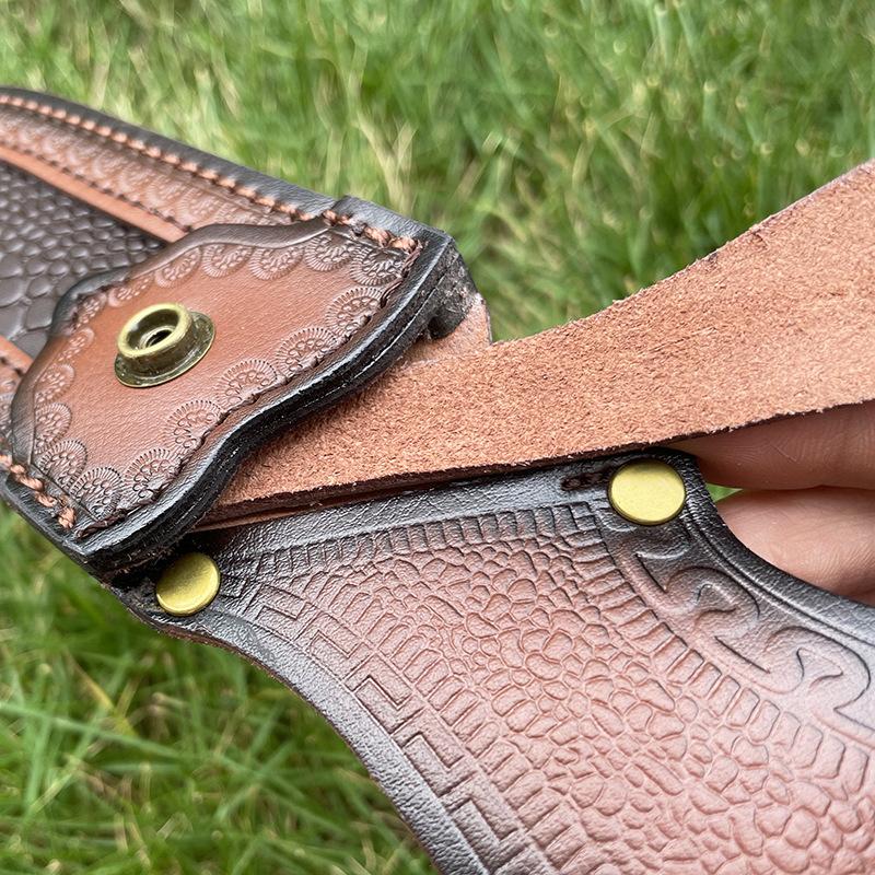 24 cm feststehender Messerhalter mit gerader Klinge, Spaltleder, geprägte Scheide aus Rindsleder, universelle Messerhülle für Jagdmesserholster